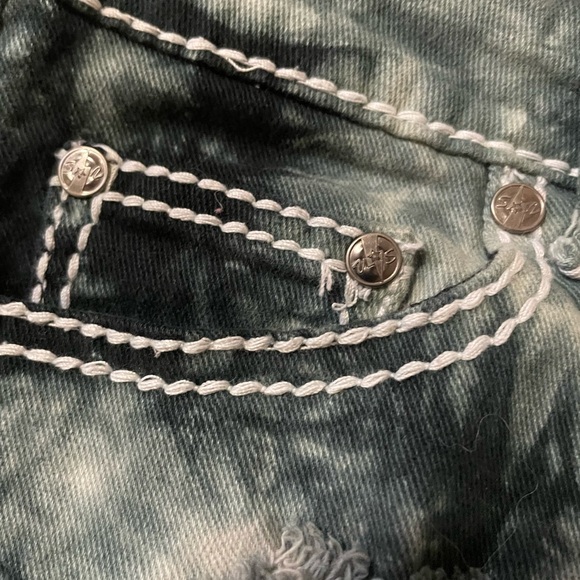 Y2K 2009 Vanilla Star Black Tie-Dye Jean Shorts Sz 5 - Picture 6 of 7